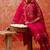 Floral embroidered viscose rayon v neck kurta trouser & dupatta set