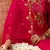 Floral embroidered viscose rayon v neck kurta trouser & dupatta set