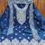  women's blue chanderi cotton embroidered unstitched salwar kameez with dupatta
