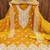 women's yellow chanderi cotton embroidered unstitched salwar kameez with dupatta