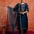 Floral embroidered viscose rayon v neck kurta trouser & dupatta set