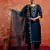 Floral embroidered viscose rayon v neck kurta trouser & dupatta set