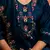 Floral embroidered viscose rayon v neck kurta trouser & dupatta set