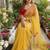 Yellow Color  thread embroidery Work Chiffon Saree