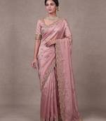 Pink Art Silk Beads Embroidery With Sequence Work Saree with Unstitch Blouse Piece For Women