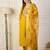 Floral embroidered silk blend v neck kurta trouser & dupatta set