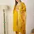 Floral embroidered silk blend blend v neck kurta trouser & dupatta set