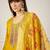 Floral embroidered silk blend v neck kurta trouser & dupatta set
