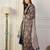 Floral embroidered silk blend v neck kurta trouser & dupatta set