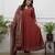 Maroon Printed Sequence Work on Neck Anarkali Cotton Kurti Pant Dupatta Set For Women