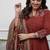 Maroon Printed Sequence Work on Neck Anarkali Cotton Kurti Pant Dupatta Set For Women