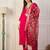 Floral embroidered silk blend v neck kurta trouser & dupatta set