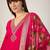 Floral embroidered silk blend v neck kurta trouser & dupatta set