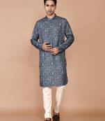 Men's floral printed cotton straight  kurta