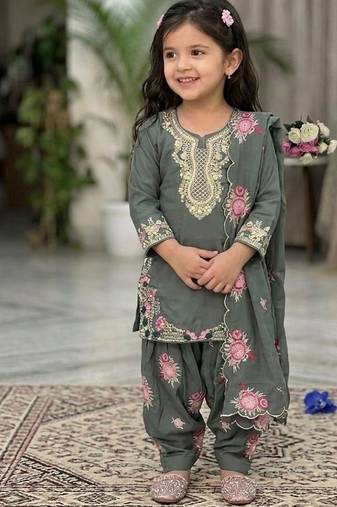 kids patiala set Designer party wear heavy natural crep 