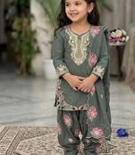 kids patiala set Designer party wear heavy natural crep 