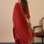 Floral embroidered silk blend v neck kurta trouser & dupatta set