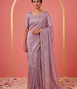 Purple Art Silk Beads Embroidery With Sequence Work Saree with Unstitch Blouse Piece For Women