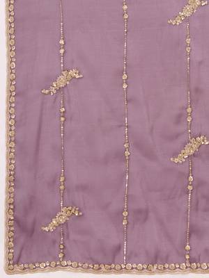 Purple Silk Blend Beads Embroidery With Sequence Work Saree with Unstitch Blouse Piece For Women 5