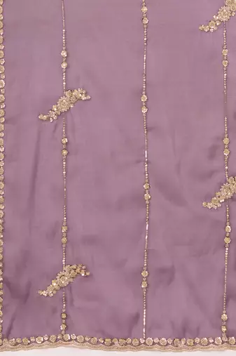 Purple Silk Blend Beads Embroidery With Sequence Work Saree with Unstitch Blouse Piece For Women