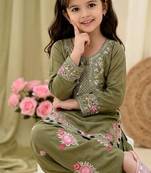 Designer party wear heavy natural crep kids patiala set