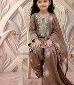 Designer party wear heavy natural crep kids patiala set