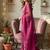 wine kurta with palazzo and organza dupatta set