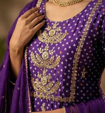 purple bandhani print sharara set 2