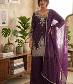 Purple heavy embroidery Sequin work kurta set