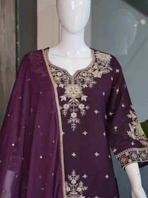 Purple heavy embroidery Sequin work kurta set 2
