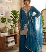 Teal heavy embroidery Sequin work kurta set