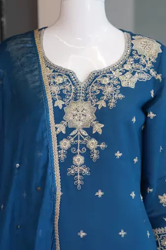 Teal heavy embroidery Sequin work kurta set