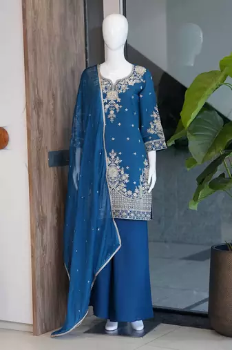 Teal heavy embroidery Sequin work kurta set