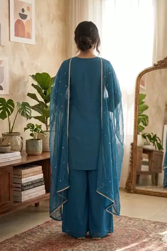 Teal heavy embroidery Sequin work kurta set