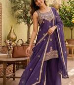 Purple heavy embroidery Sequin work kurta set