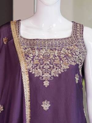 Purple heavy embroidery Sequin work kurta set 2