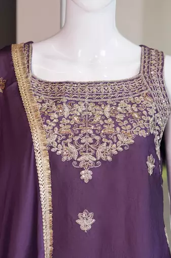 Purple heavy embroidery Sequin work kurta set