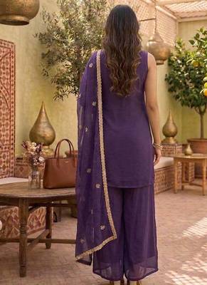 Purple heavy embroidery Sequin work kurta set 3