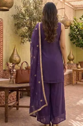 Purple heavy embroidery Sequin work kurta set