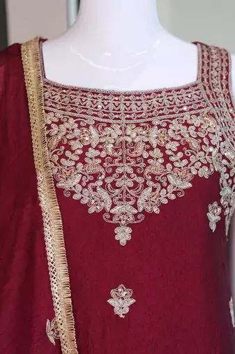 Red heavy embroidery Sequin work kurta set