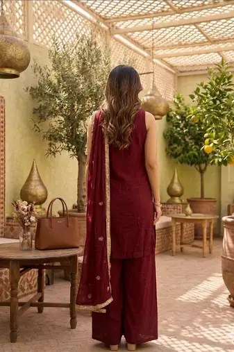 Red heavy embroidery Sequin work kurta set