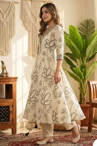 white embroidered salwar suit for womens