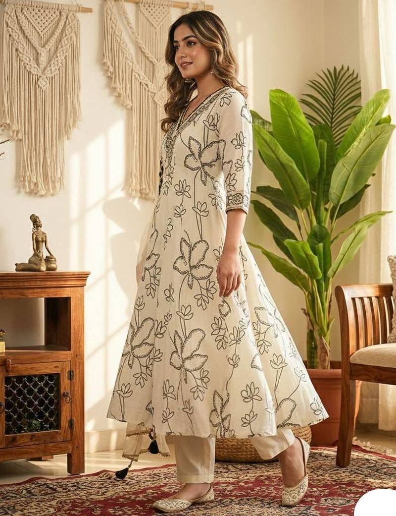 white embroidered salwar suit for womens