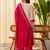 Floral embroidered chinon v neck kurta trouser & dupatta set