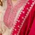 Floral embroidered chinon v neck kurta trouser & dupatta set
