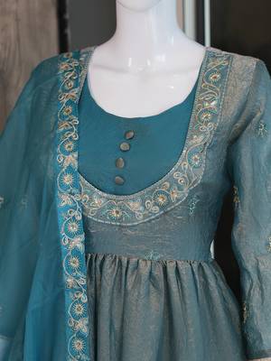 Blue embroidered salwar suit for womens 2