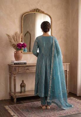 Blue embroidered salwar suit for womens 4