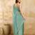 Turquoise silk blend beads embroidery with sequence work saree with unstitch blouse piece for women