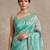 Turquoise art silk beads embroidery with sequence work saree with unstitch blouse piece for women