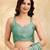 Turquoise silk blend beads embroidery with sequence work saree with unstitch blouse piece for women